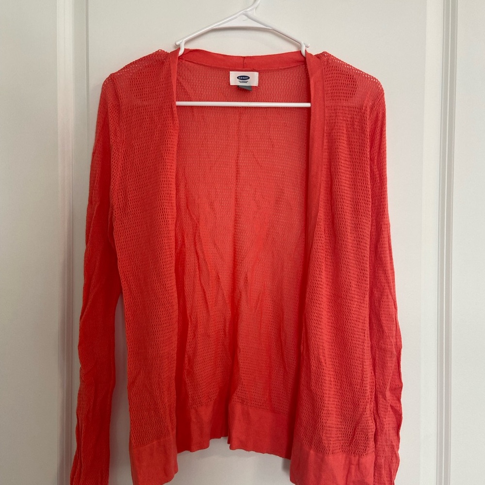 Coral Open-Front Sweater